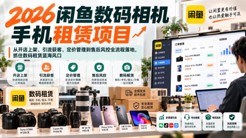 2026闲鱼数码相机手机租赁项目，从开店上架、引流获客、定价管理到售后风控全流程落地，抓住数码租赁蓝海风口-西蒙学社