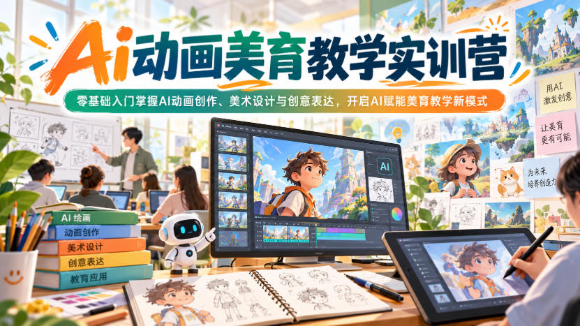 Ai动画美育教学实训营，零基础入门掌握AI动画创作、美术设计与创意表达，开启AI赋能美育教学新模式-西蒙学社