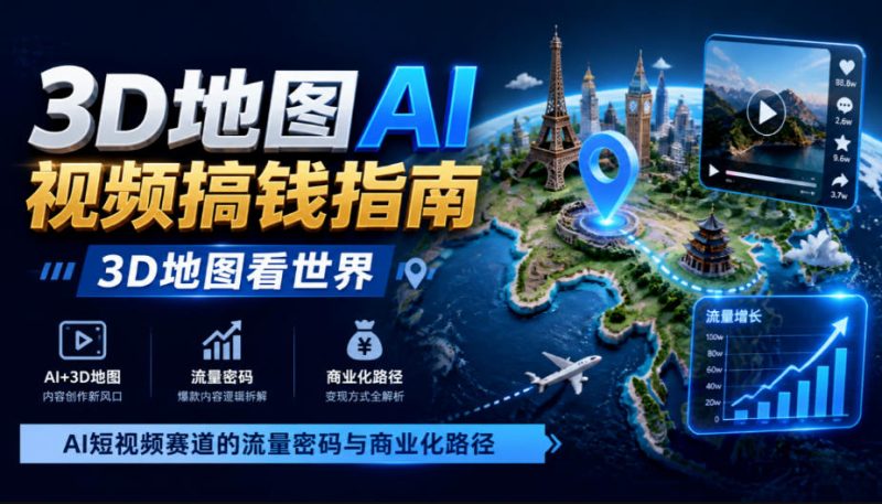 3D地图AI视频搞钱指南,3D地图看世界,AI短视频赛道的流量密码与商业化路径【文档】-西蒙学社