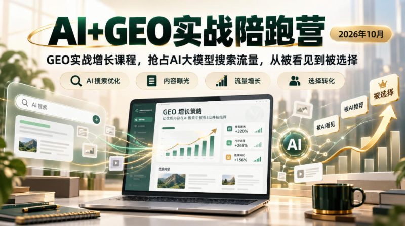 AI+GEO实战陪跑营2026年10月,GEO实战增长课程,抢占AI大模型搜索流量,从被看见到被选择-西蒙学社