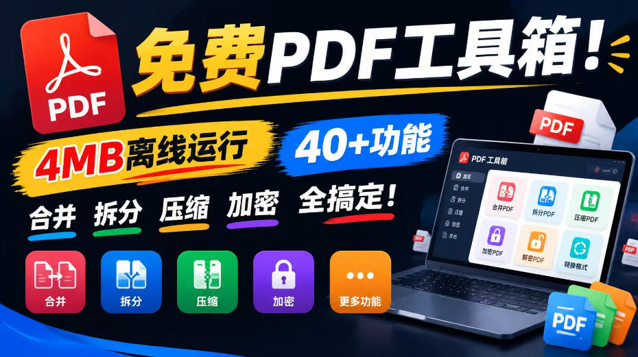 免费PDF工具箱！4MB离线运行，40+功能，合并拆分压缩加密全搞定！-西蒙学社