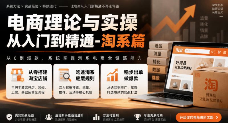 电商理论与实操从入门到精通-淘系篇,从零搭建淘宝店铺,吃透淘系底层规则,稳步出单做爆款-西蒙学社