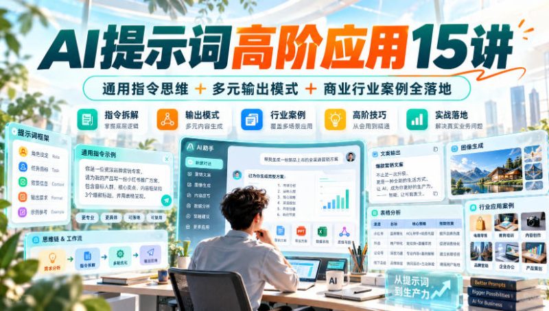 AI提示词高阶应用15讲|通用指令思维+多元输出模式+商业行业案例全落地-西蒙学社