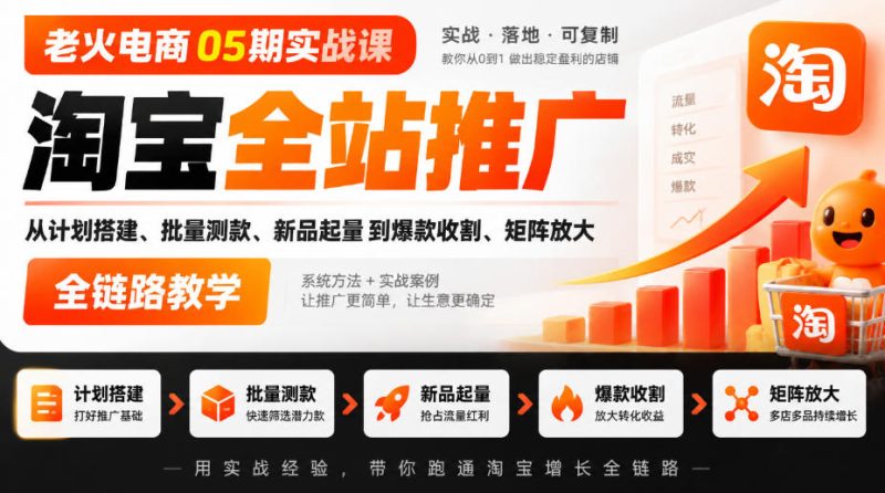 老火电商05期实战课｜淘宝全站推广从计划搭建、批量测款、新品起量到爆款收割、矩阵放大全链路教学-西蒙学社