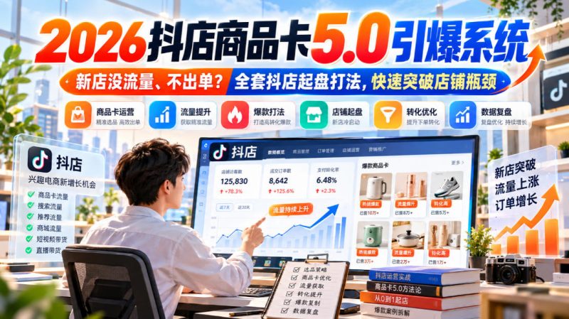 2026抖店商品卡5.0引爆店铺流量,新店没流量、不出单?全套抖店起盘打法,快速突破店铺瓶颈-西蒙学社